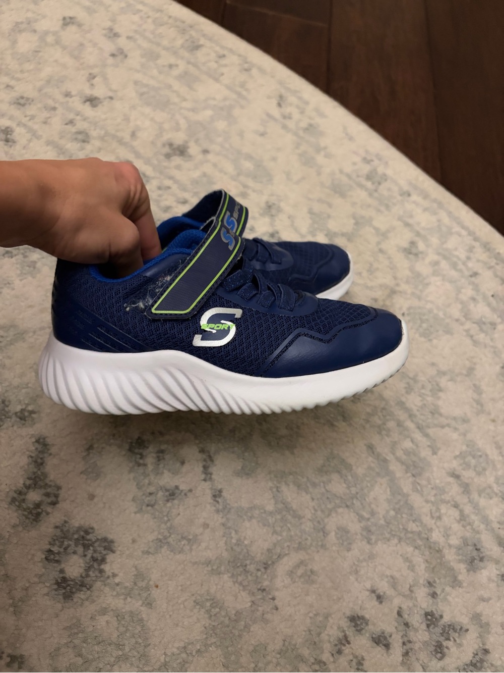 Skechers Boys' Navy and Lime Hook-and-Loop Athletic Sneaker